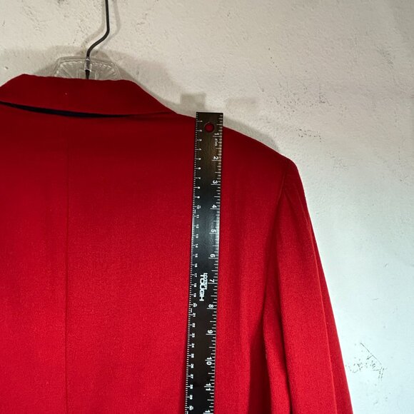 Vintage Lauren Ralph Lauren METAL CREST Logo Wool Blazer Womens 12 red jacket - Picture 7 of 13